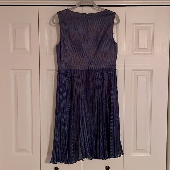Adrianna Papell Navy and Sheer Cocktail Dress - Picture 2 of 4